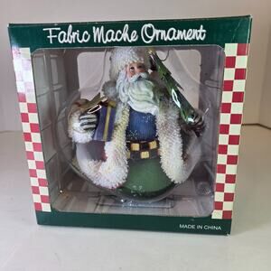 Vintage Fabric Mache Santa Claus Ornament with Box SWC Bentonville AR